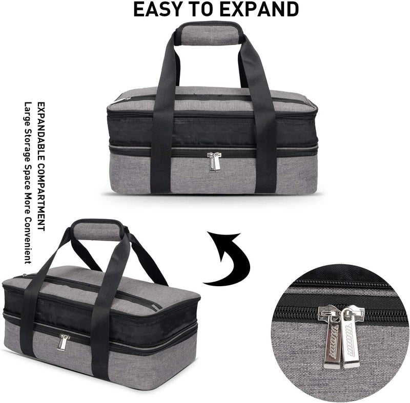 Hersent Lunch Bag Insulated Thermal Food Carrier,Insulated Double Casserole Carrier, 9"x13" Baking Dish Carrier, Padded Lasagna Holder, Expandable Hot And Cold Thermal Tote Bag, Casserole Dishes Travel Bag - Image 5